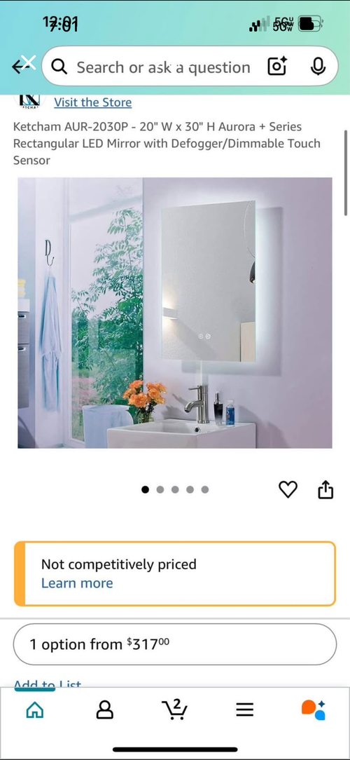 20x30 led touch mirror